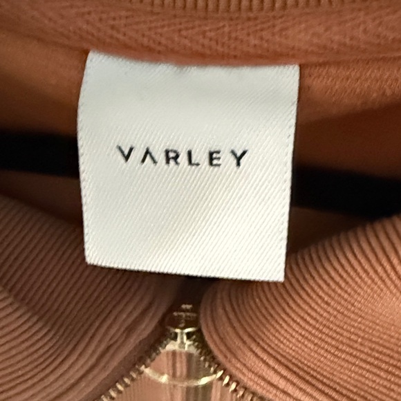 Varley Tan Zip-Up Cowl Neck Sweatshirt - Picture 2 of 3